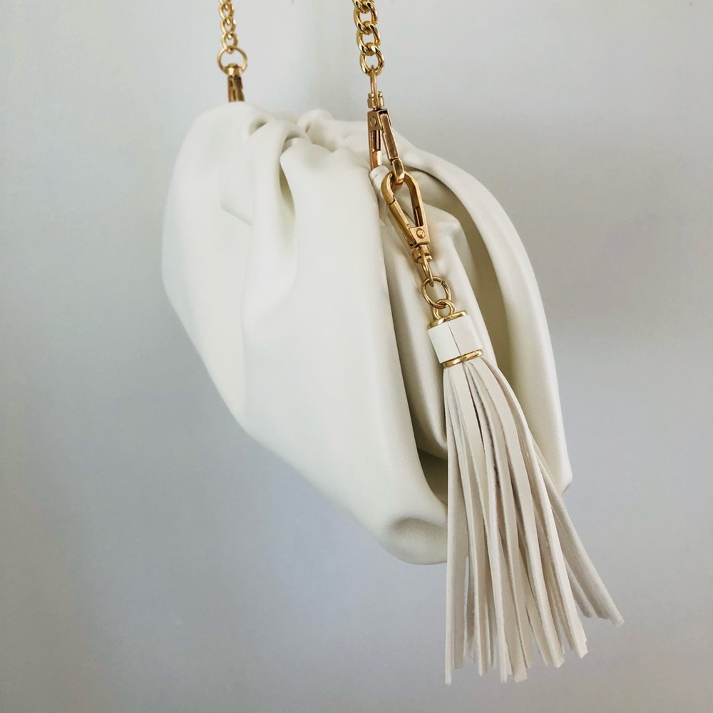 Understated Leather White Clutch